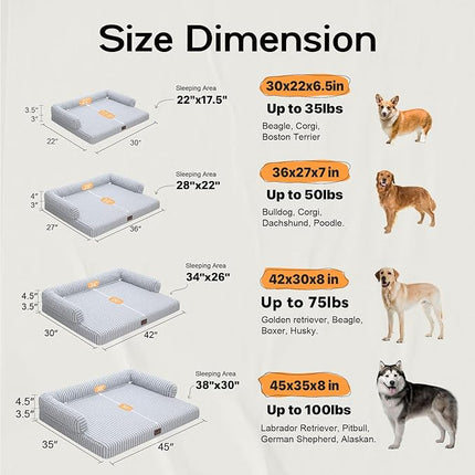Dog Bed Medium Size Dog-Orthopedic Waterproof Bed for Dogs,Foam Couch Sofa with Washable Removable Cover & Non-Slip Bottom