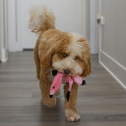 SPOT Skinneeez Flamingo 13 Inch Stuffing-Free Plush Squeaky Dog Toy – Soft Interactive Chew Toy for Small and Medium Dogs – Mess-Free Play for Light & Moderate Chewers