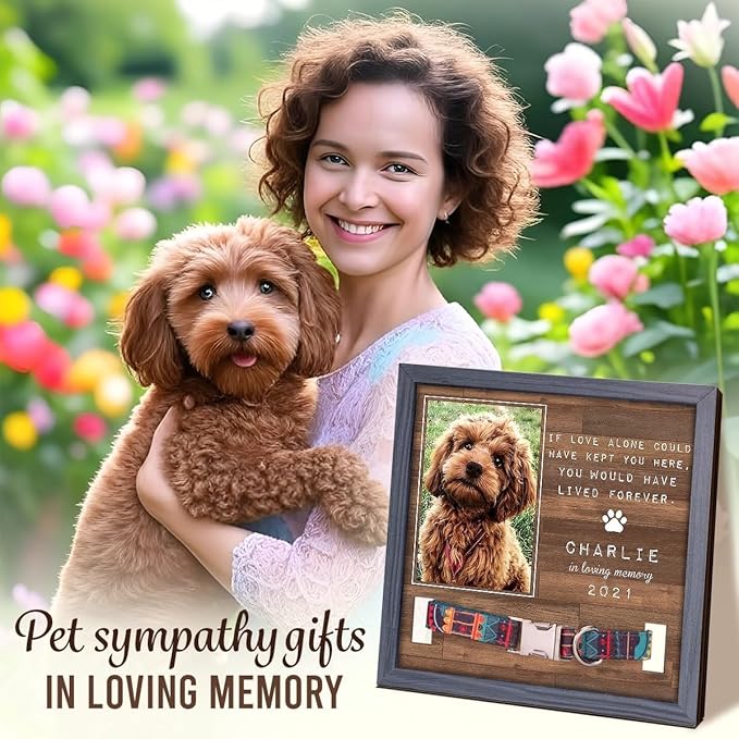 Pawfect House Custom Photo Pet Loss Sign, Collar Frame, Personalized Pet Memorial Sympathy Gifts For Dogs, Cats, Loss Of Dog, Dog Memorial Picture Frame, Pet Loss Sympathy Gift, Pet Loss Gifts