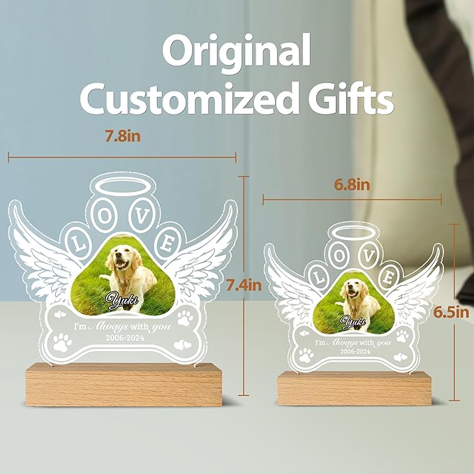 Personalized Pet Memorial Gifts - in Memory of Dog Night Lights, Custom Dog Memorial Gifts for Loss of Dog, Pet Loss Gifts, Memorial Plaques for Dogs, Pet Sympathy Gifts