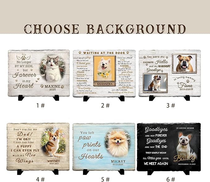 Personalized Pet Memorial Stone, Custom Dog Memorial Gifts for Loss of Dog with Photo Name Date, Dog Remembrance Gift, Loss of Dog Sympathy Gift for Dog Cat Lovers (Quote 1)