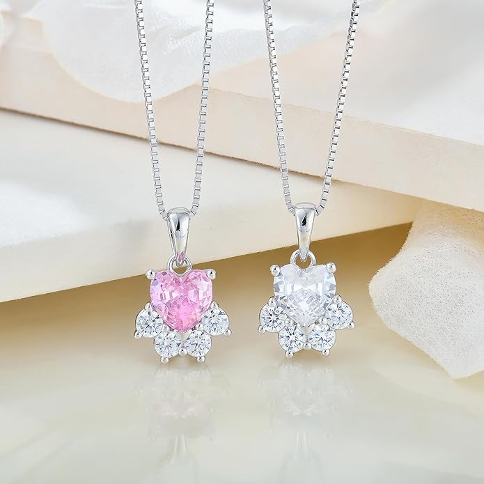 STARCHENIE Puppy Dog Necklace for Women 925 Sterling Silver Cat Pet Paw Print Pendant Birthstone Jewelry