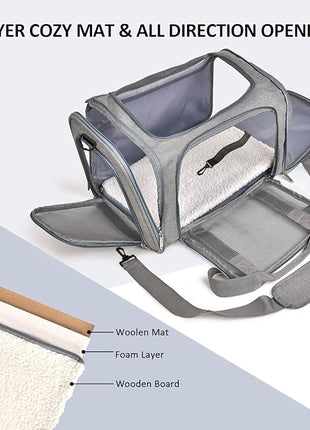 Cat Carriers Dog Carrier Pet Carrier For Small / Medium Cats Dogs Puppies (Up To 15lbs), TSA Airline Approved Small Dog Carrier Soft Sided, Collapsible Waterproof Travel Puppy Carrier - Grey