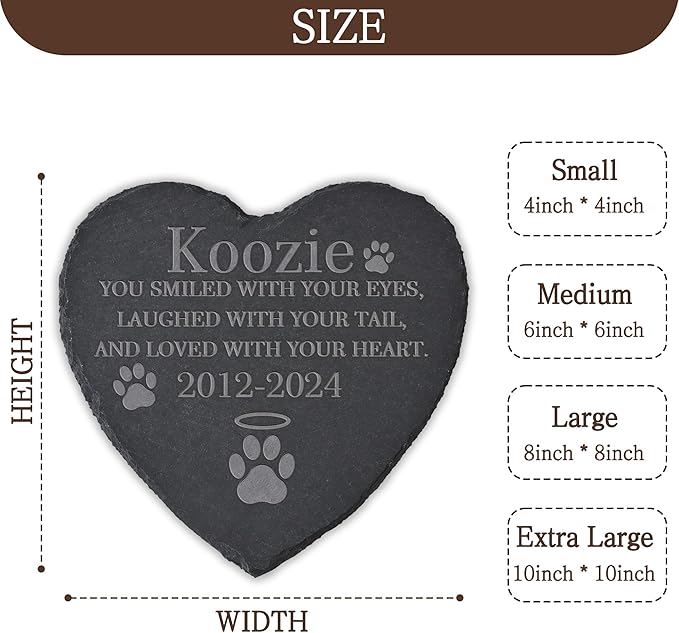 Personalized Pet Memorial Stone, Dog Memorial Gifts for Loss of Dog, Pet Loss Gifts, Pet Memorial, Loss of Dog Sympathy Gift, Dog Remembrance Gift, Pet Bereavement Gifts - Loved With Your Heart
