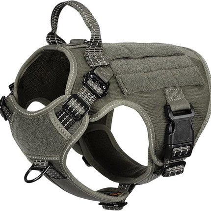 ICEFANG Tactical Dog Harness, Small Size,2X Metal Buckle,Working Dog MOLLE Vest with Handle,No Pulling Front Leash Clip,Hook and Loop Panel (Green,S (Pack of 1))