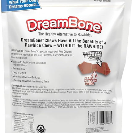 DreamBone Chews, Medium Rawhide Free Dog Bones Made With Real Beef, Chicken and Vegetables, 4 Count