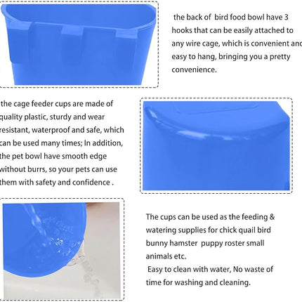 Pack of 40 Cage Cups Birds Feeders Seed Bowl Chicken Feeding Watering Dish Rabbit Water Food Hanging Wire Cages Box 8 oz Coop Cups for Pet Parrot Parakeet Game Fowl Poultry Pigeon
