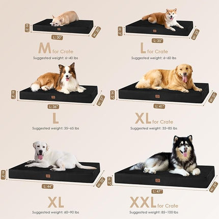EHEYCIGA Waterproof Dog Bed Orthopedic 30"x20", Memory Foam Pet Bed for Medium Dogs, Washable Pet Mat with Removable Cover, Black