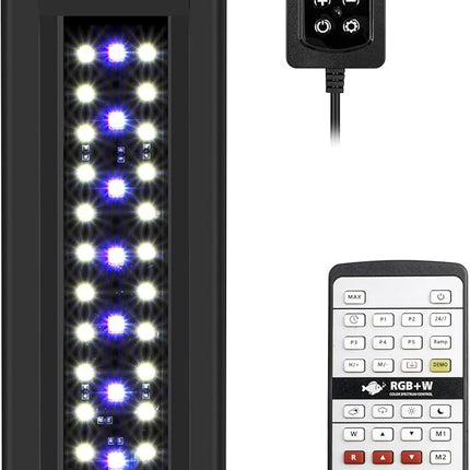 NICREW RGB+W 24/7 LED Aquarium Light with Controller, Full Spectrum Fish Tank Light for Planted Freshwater Tanks, Planted Aquarium Light with Extendable Brackets to 12-18 Inches, 12 Watts