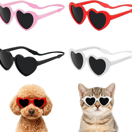 Pibupibu Retro Heart Small Dogs Cats Eye Wear Party Favors Pet Sunglasses Set Cute Funny Cosplay Dolls Costume Photo Props
