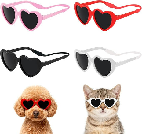 Pibupibu Retro Heart Small Dogs Cats Eye Wear Party Favors Pet Sunglasses Set Cute Funny Cosplay Dolls Costume Photo Props