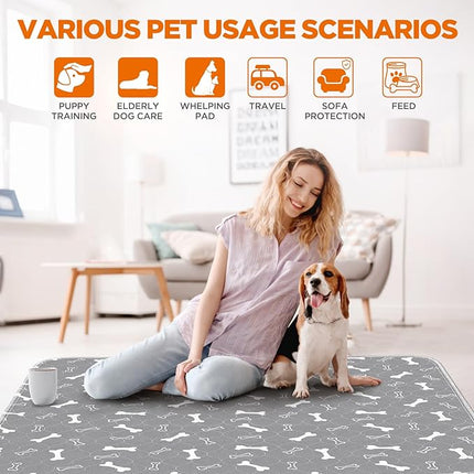 Washable Pee Pads for Dogs, 2 Pack Large Reusable Puppy Pads, Non-Slip Waterproof Dog Mats for Floors, Fast-Absorbent Whelping Pad, Playpen Mat for Crate or Indoor Use (36"x48", Gray)