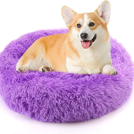 NOYAL Calming Dog Bed Donut Anti Anxiety Fluffy Dog Bed for Small Medium Dog and Cat
