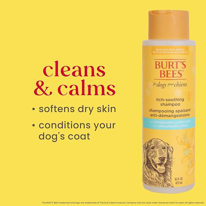 Burt's Bees for Pets Itch Soothing Shampoo with Honeysuckle, 95% Natural Origin Formulas, Dog Shampoo for Itchy Dogs, Dog Shampoo Itchy Skin Relief, 16 oz