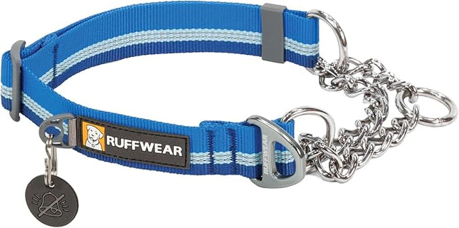 Ruffwear, Chain Reaction Dog Collar, Adjustable Reflective Martingale Escape-Proof Collar with Stainless Steel Chain, Professional Training Control, Blue Pool, 20"-26"