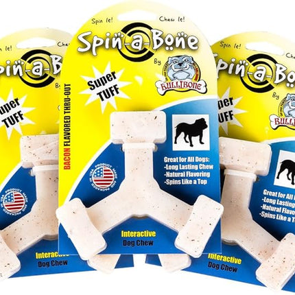 Bullibone Nylon Dog Chew Toy Spin-a-Bone - Interactive Dog Toy, Triggers Natural Instincts, and Improves Oral Health