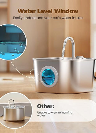 Cat Water Fountain with 10 Filters + 10 Sponges,Pet Fountains Cats Automatic Waterer Bowls for Drinking Small Dog Water Dispenser Indoor Metal Pets Water Faucet Bottle Kitty Watering Supplies