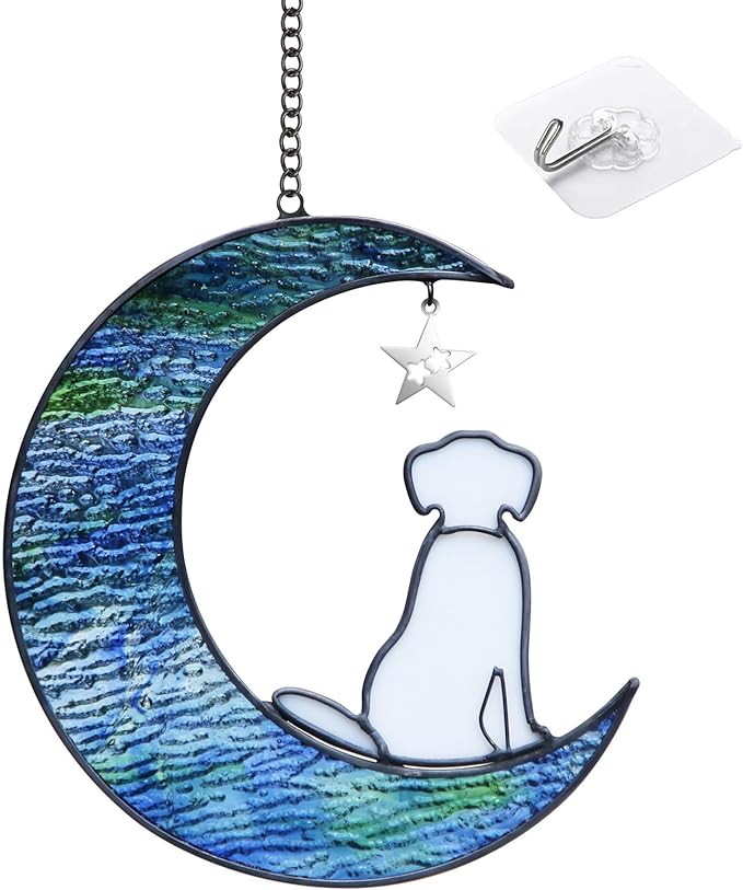 Stained Glass Dog Suncatcher Memorial Gifts for Pet Loss, Window Hanging Decor, Bereavement Gifts in Memory of Dog Passing