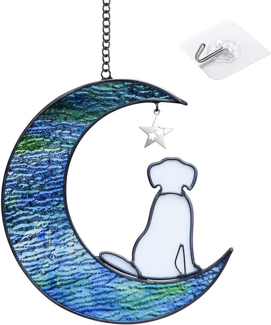 Stained Glass Dog Suncatcher Memorial Gifts for Pet Loss, Window Hanging Decor, Bereavement Gifts in Memory of Dog Passing