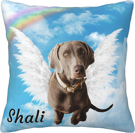 Funnylife Personalized Pet Memorial Throw Pillow with Photo Pet Memorial Gifts for Dogs Cats Loss of Dog Sympathy Gift Dog Bereavement Remembrance Picture Pillow