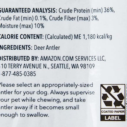 Amazon Brand - Wag Deer Antler Chew for Dogs, Naturally Shed, Whole, Medium 6-7.5 inches, Best for Dogs 15-30 lbs, 1.80 Ounce (Pack of 4)