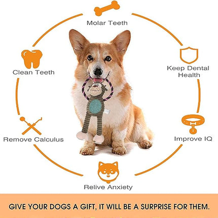 Rope Dog Toys to Keep Them Busy - Tug of War Dog Toys for Boredom Plush Interactive Squeaky Puppy Toys for Small Medium Large Dogs