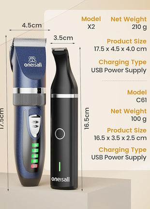 oneisall Cat Clippers and Paw Trimmer 3 in 1 Cat Grooming Kit,Cat Clippers for Matted Hair,Cordless Kitty Shaver for Matted Long Hair,2 Speed Pet Clippers