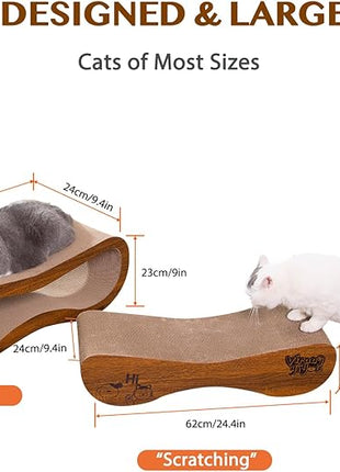 Cat Scratcher 2 in 1 Scratchers for Indoor Cats Scratching Board Cardboard, Horizontal Corrugated Scratch Pad for Cats as Beds & Furniture Reversible Sofa Scratch