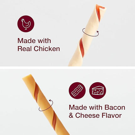 SmartBones Twist Sticks Variety Pack 50 Count, Rawhide-Free Chews For Dogs Made With Real Chicken Or Bacon And Cheese Flavor (SBM-00464)