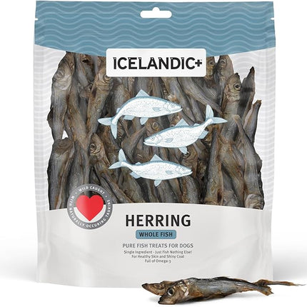 Icelandic+ Whole Fish Herring - 9oz Bag - Dog Treats, Pure Wild-Caught & Air-Dried, Single Ingredient Snack, Pet Chew, Just The Fish Nothing Else