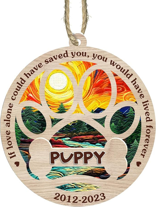 BSQUIELE Personalized Suncatcher Ornaments, Memorial Gifts for Loss of Dog, Custom Dog Ornament with Name, Dog Memorial Suncatcher, Sympathy Gift for Dog Lover, Xmas Ornament, Xmas Tree Decoration V1