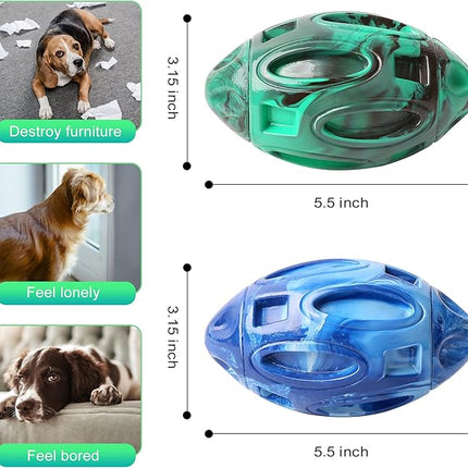 2 Pack Squeaky Dog Toys for Aggressive Chewers Large Medium Small Puppy Interactive Dog Chew Toy Durable Rubber Indestructible Tough Ball (Blue Green)