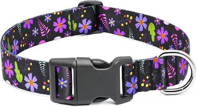 Dog Collar Medium Dogs DQGHQME Floral Girl Boy Black Cute Soft Flower Dog Collars for Male Females Medium Dogs