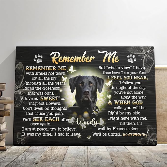 Dem Canvas Personalized Photo Canvas Prints, Dog Loss Gifts, Pet Memorial Gifts, Dog Death Sympathy Gifts, Remember Me, Dog Cat Passing Away Loss Gift Dog Grieving Gifts (12x08), Style 1