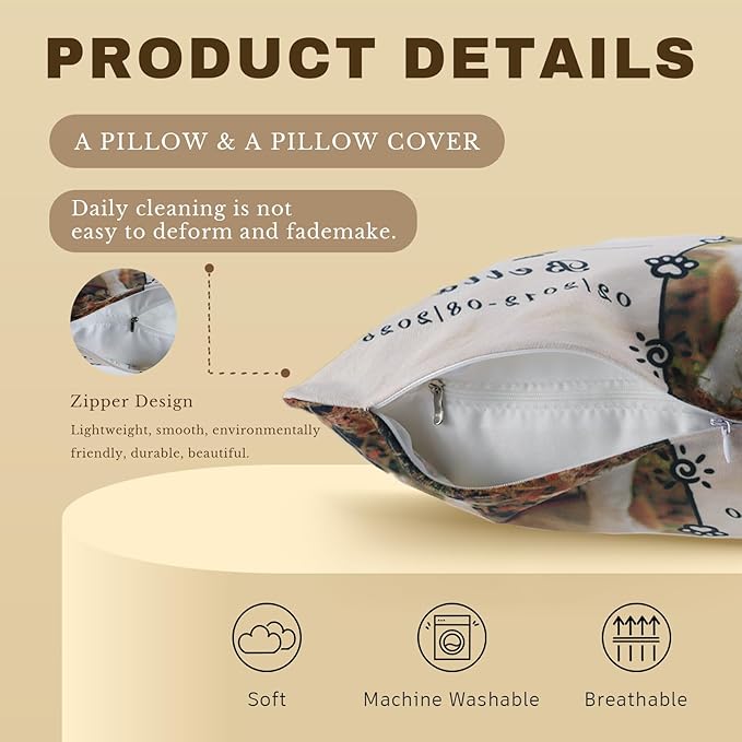 Personalized Pet Memorial Throw Pillow with Photo, Custom Pet Memorial Gifts for Dogs Cats, Loss of Dog Sympathy Gift Dog Bereavement Remembrance Picture Pillow