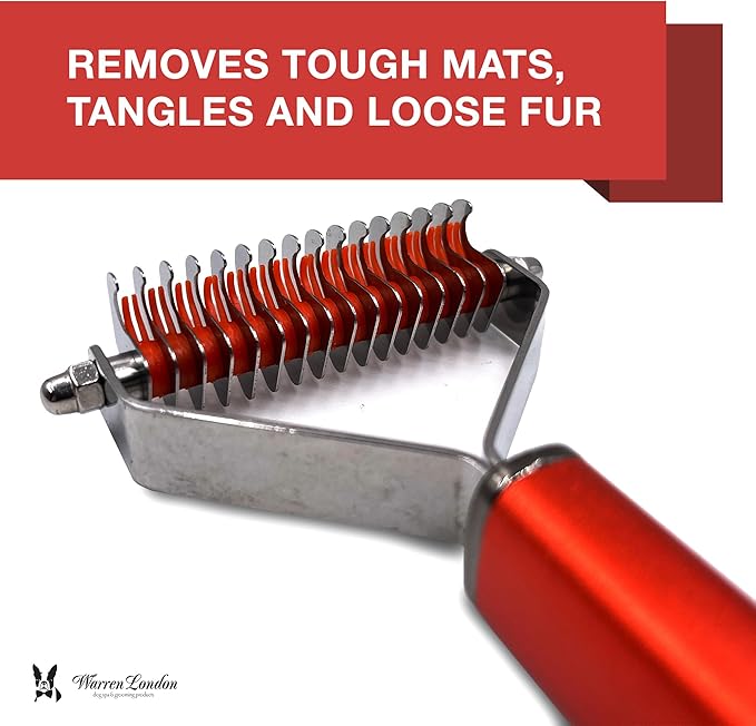 Warren London 10-in-1 Dog Spray & Rake Brush Combo | Detangles, Softens & Reduces Shedding | 16oz After Bath Spray + Dematting Rake | $40 Value – Now $29.99