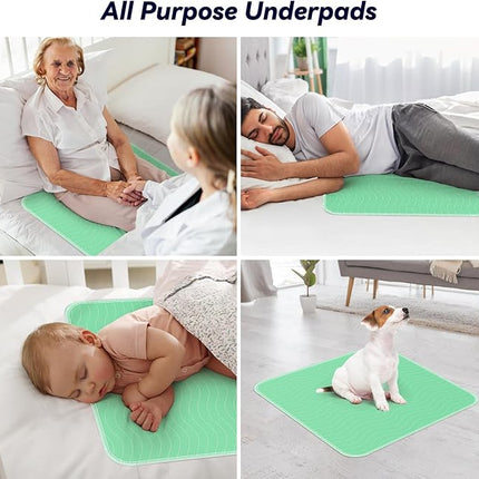 6 Pack 24” x 24” Extra Heavy Absorbency Washable Underpads, Waterproof Nursing Pads Incontinence Bed Pads, Reusable Washable Pee Pads for Dogs, Diaper Changing & Adults, Washable Puppy Pads