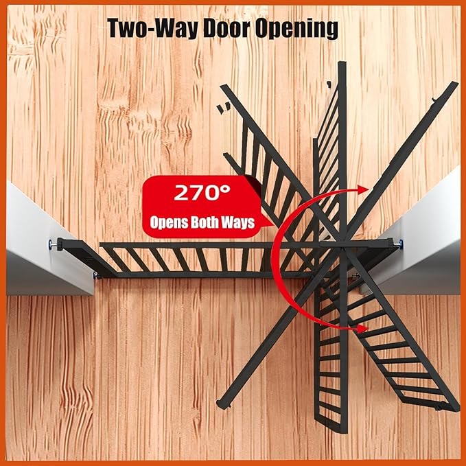 55.1 Inch Tall Baby Gate Auto Close Dog Gate Adjustable 29.92"- 48.03" Wide Pressure Mounted Walk Through Swing Pet Gate for Doorways (Black, 29.92"- 48.03")