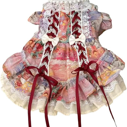 Fashion Sweet Puppy Dog Lace Princess Tailored Dress for Mini and Petite Dog B-Pink Small