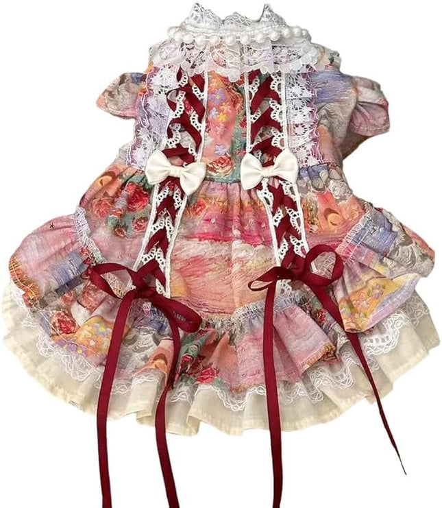 Fashion Sweet Puppy Dog Lace Princess Dress for EXTRAL Small and Small Dog B-Pink Large