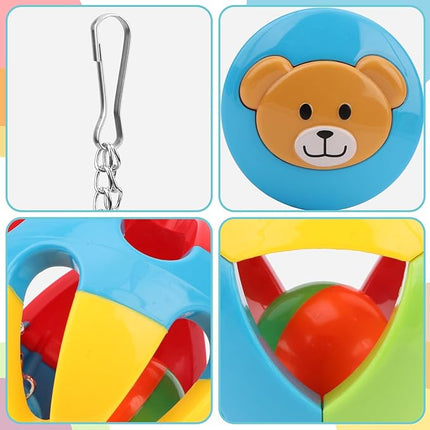 Hypeety Pet Parrot Toy Plastic Colorful Birds Ball with 1 Bell for Budgie African Grey Cockatoo Cockatiel Sun Conures 4 Balls