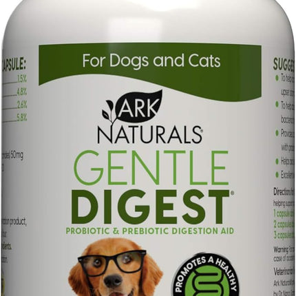 Ark Naturals Gentle Digest Capsules, Vet Recommended Prebiotics and Probiotics to Support Intestinal Balance and Immune System Health in Dogs and Cats, Natural Ingredients, 60 Count