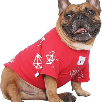 iChoue English Bulldog T Shirts Clothes for Medium Dogs Large French Frenchie Pug English Pitbull Boston Terrier - Red Diamond, XXL