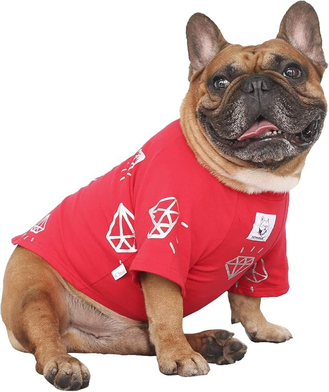 iChoue English Bulldog T Shirts Clothes for Medium Dogs Large French Frenchie Pug English Pitbull Boston Terrier - Red Diamond, XXL