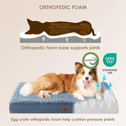 EHEYCIGA Orthopedic XL Dog Beds for Extra Large Dogs with Removable Washable Cover, Spa Blue, 44x32