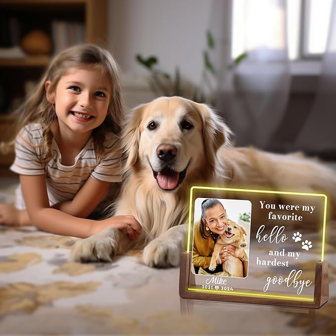 Custom Dog Memorial Night Light, Pet Sympathy Gifts for Dogs, Dog Memorial Gifts for Loss of Dog, Pet Memorial Gifts for Dogs, Dog Memorial Gift Acrylic Night Light, Pet Memorial Gifts for Cats