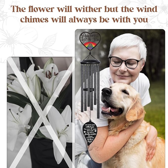 Dog Memorial Gifts for Loss of Dog, Loss of Dogs Sympathy Gift, Pet Memorial Wind Chimes, Bereavement Remembrance Gifts, in Memory of Dogs Cat Pet