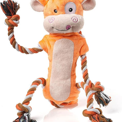 Dog Toys, Tug of War Dog Toys for Large Breed, Cute Squeaky Interactive Dogs Toy with Crinkle Paper, Plush Puppy Chew Toy for Small, Middle, Big Dogs (Cow-SS)