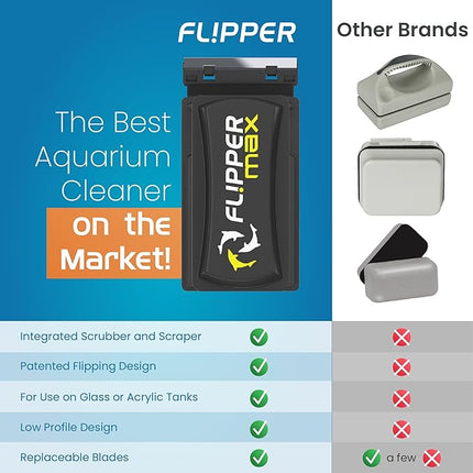 FL!PPER Flipper Magnetic Aquarium Glass Cleaner & Fish Tank Accessories | Effortless Algae Remover for Fish Tank (Max)