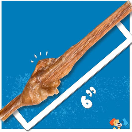 Jack&Pup 6 Inch Bladder Bully Sticks for Small Dogs (30 Pack) Single Ingredient Dog Treats, Puppy Chew Sticks